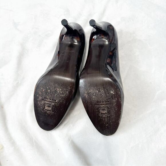 Stuart Weitzman brown Tortoise shell Heels leather pumps size 9.5 round toe - Picture 5 of 10